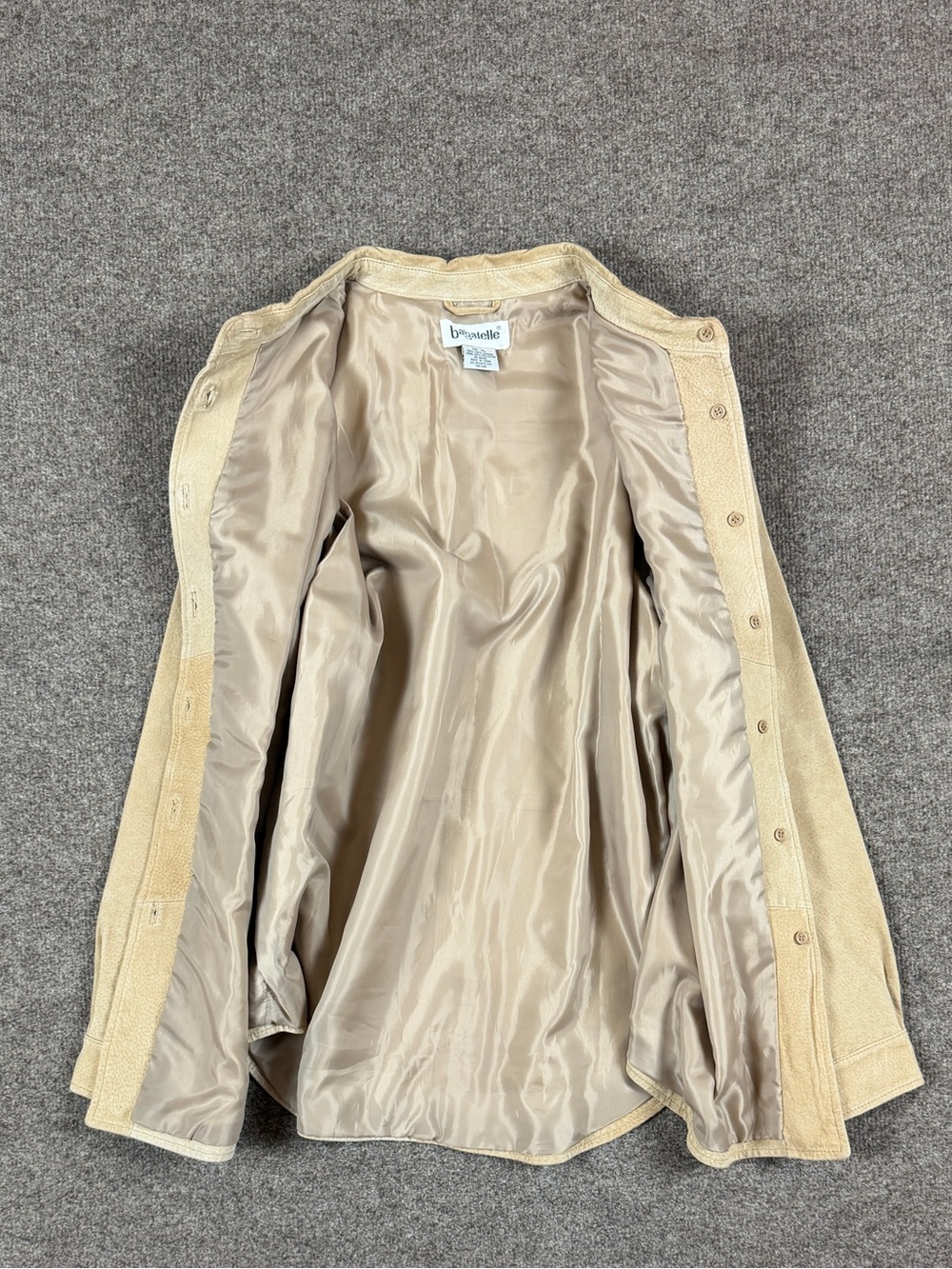 Vintage Bagatelle Tan Suede Leather Lightweight Button Up Shirt Jacket Womens XL - Picture 4 of 9